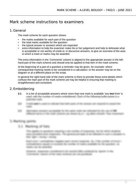 Aqa Biology Mark Scheme