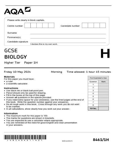 aqa biology may 2014 mark scheme