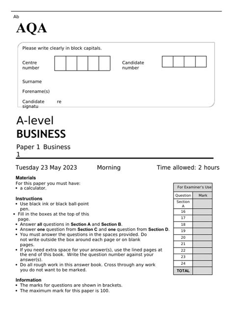 Aqa Business Studies A Level Revision