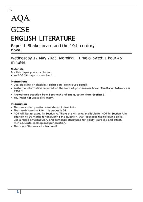 Aqa English Lit