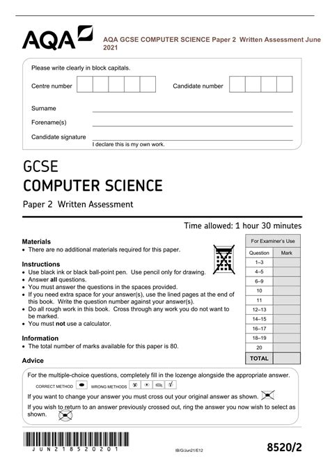 Aqa Gcse Computer Science Paper 2 Walkthrough