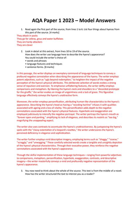 Aqa Info1 Model Answer Ict