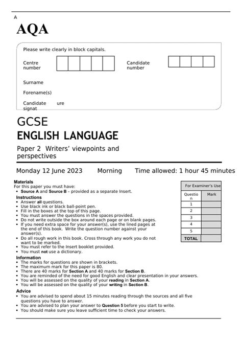 Aqa June 2010 Papers Engb3 Mark Scheme