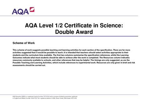 Aqa Level 1 2 Certificate In Biology Specimen Question