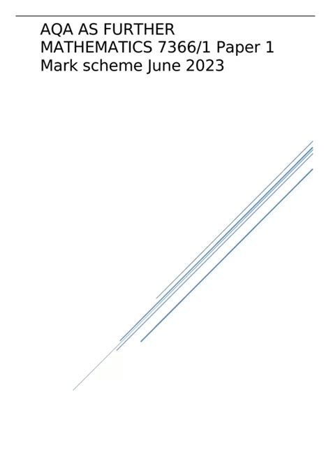Aqa Mathematics Linear 43651h Mark Scheme