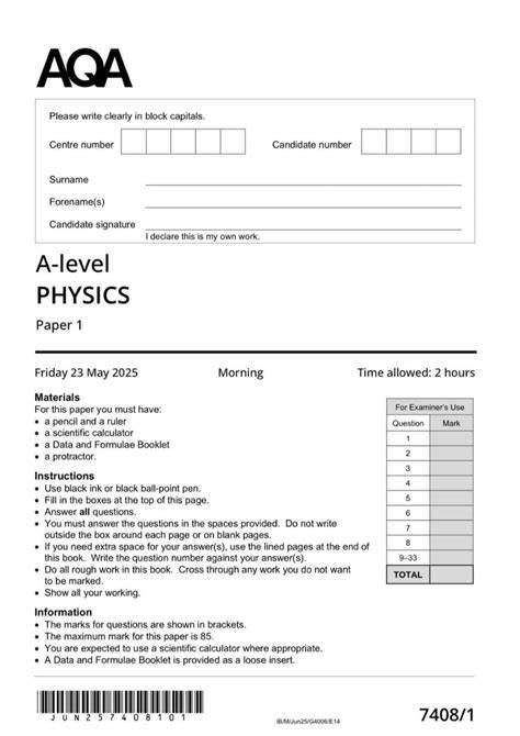 aqa physics 1 june 2013 mark scheme