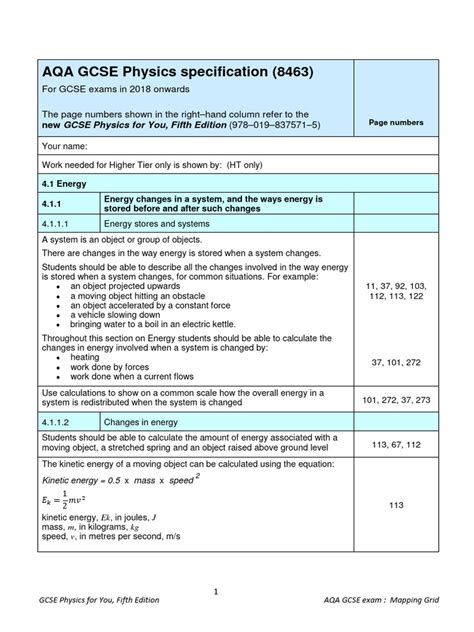 Aqa Physics A Level Spec