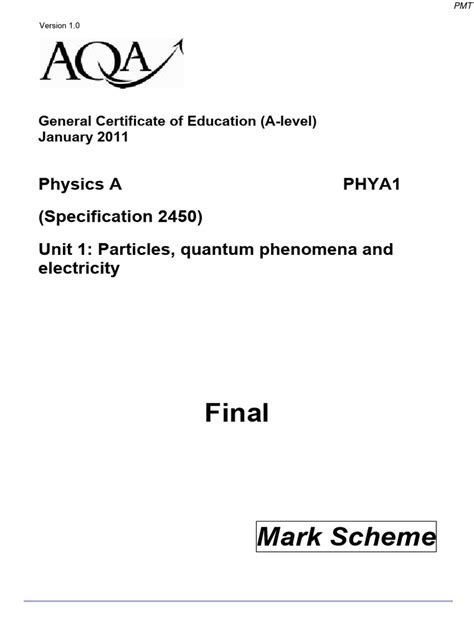 Aqa Physics Unit 1 January 2013 Paper
