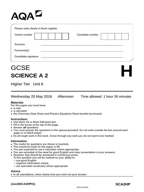 Aqa Sca2hp Jan 2012