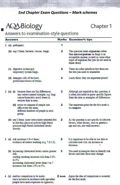 Read Aqa A2 Biology Examination Style Answers From The Nelson Thornes Book 