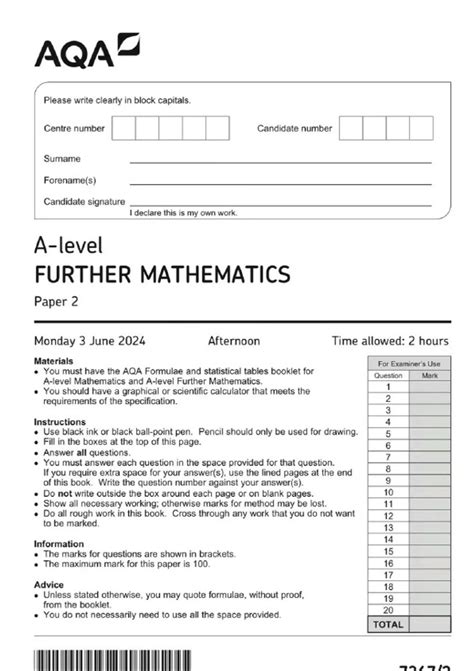 Download Aqa Further Maths Level 2 Practice Papers 