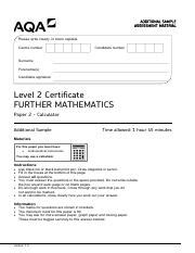 Read Online Aqa Further Maths Level 2 Specimen Paper 1 