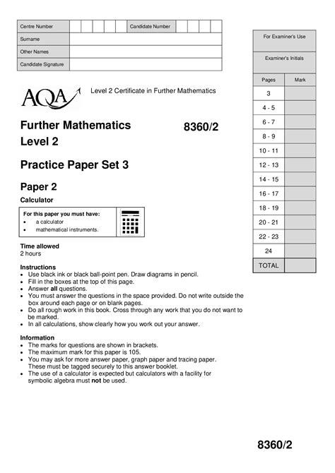 Read Online Aqa Further Maths Practice Paper Set4 