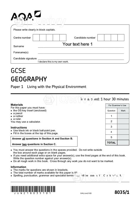 Read Aqa Gcse Geography Specimen Paper Mark Scheme 