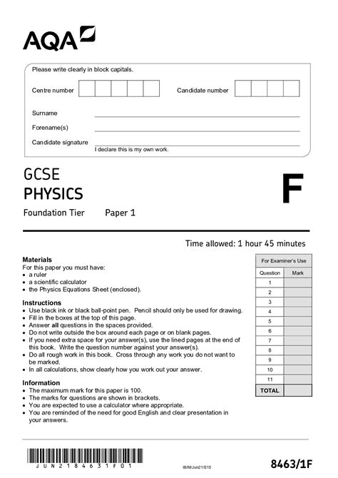Download Aqa Physics As Phya1 Specimen Question Paper 