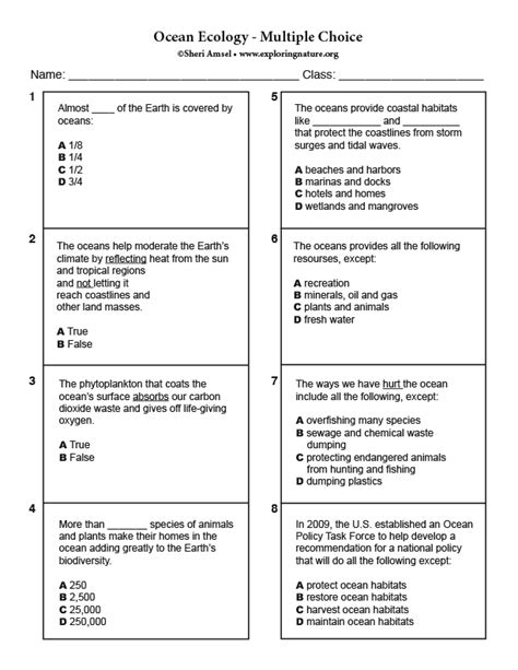 Aquatic Ecology Multiple Choice Test
