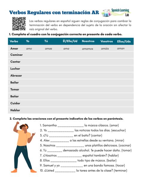 Ar Verbs In Spanish Verbos Ar Present Tense Ar Verb Worksheet - Ar Verb Worksheet