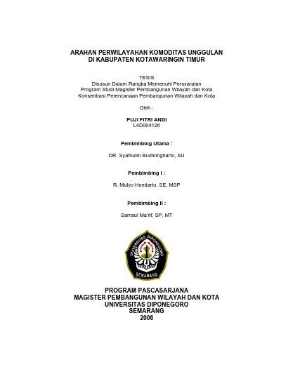 Full Download Arahan Perwilayahan Komoditas Unggulan Di Kabupaten 