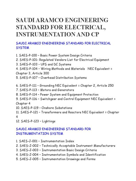 Aramco Standards Saes