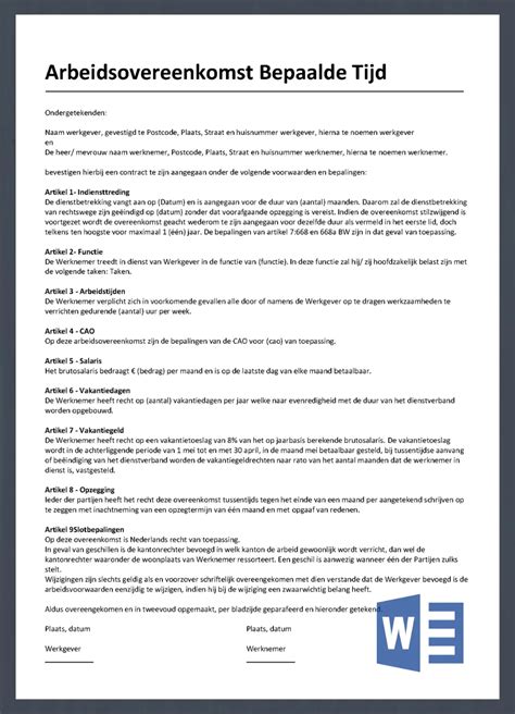 arbeidscontract uitleg