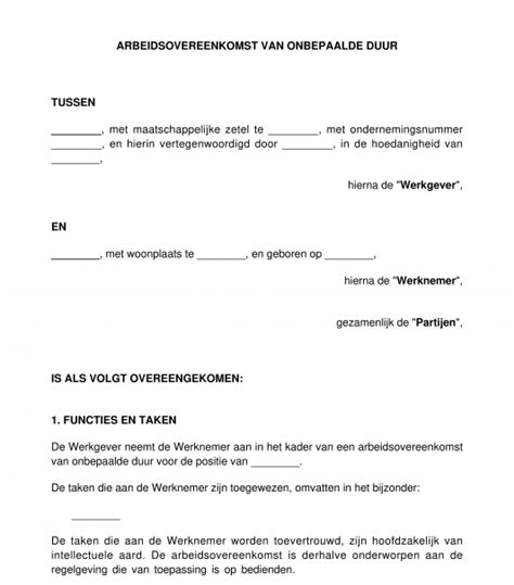 arbeidsovereenkomst partner