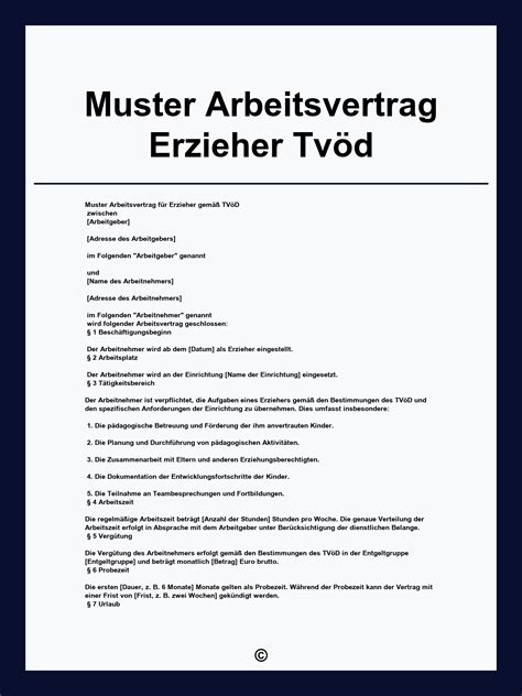 Arbeitsvertrag inhalt tvöd
