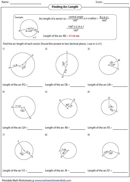  Arc Length Worksheet Geometry - Arc Length Worksheet Geometry
