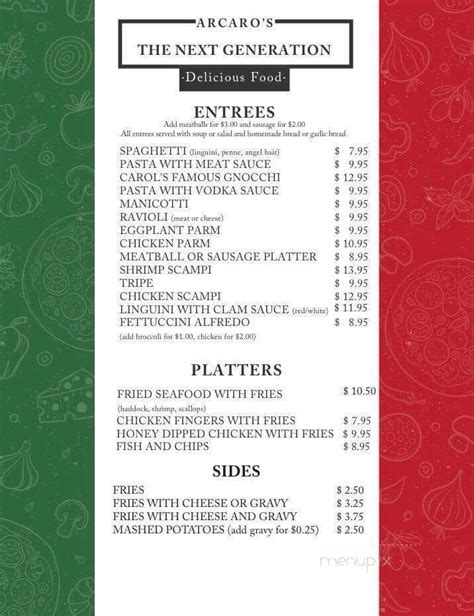 arcaros the next generation menu