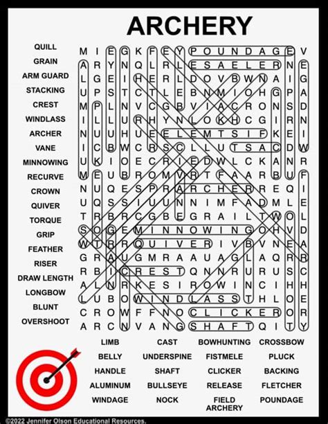 Archery Word Search Answer Packet 7