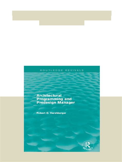 Architectural Programming Predesign Manager