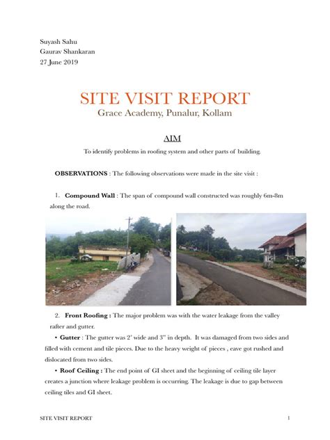 Architecture Site Visit Report Format Template