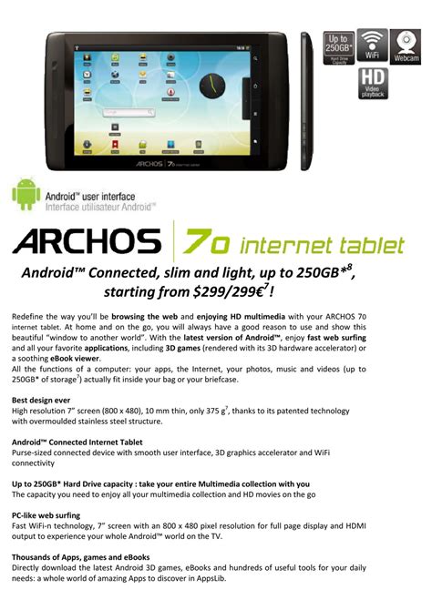 Read Archos 70 User Guide 
