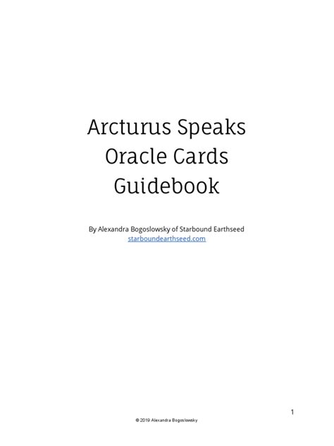 Arcturus Speaks Oracle Cards Guidebook