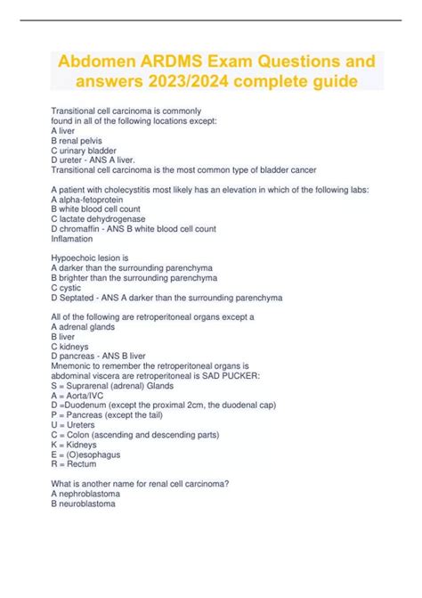 Ardms Exam Study Guide Gepweb