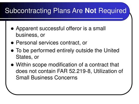 Are Subcontracting Plans Required For Contracts Performed Entirely In Tonga