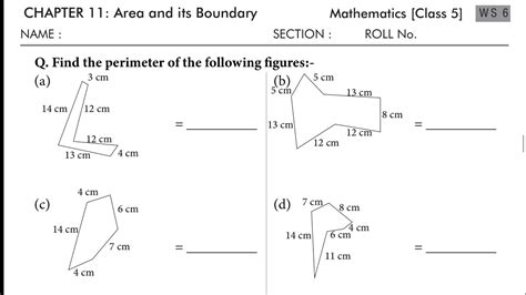 Area And Its Boundary Class 5 Worksheets