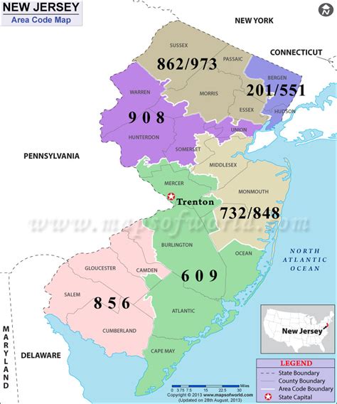 area code for new jersey usa
