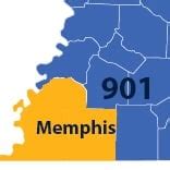 area code of memphis tennessee