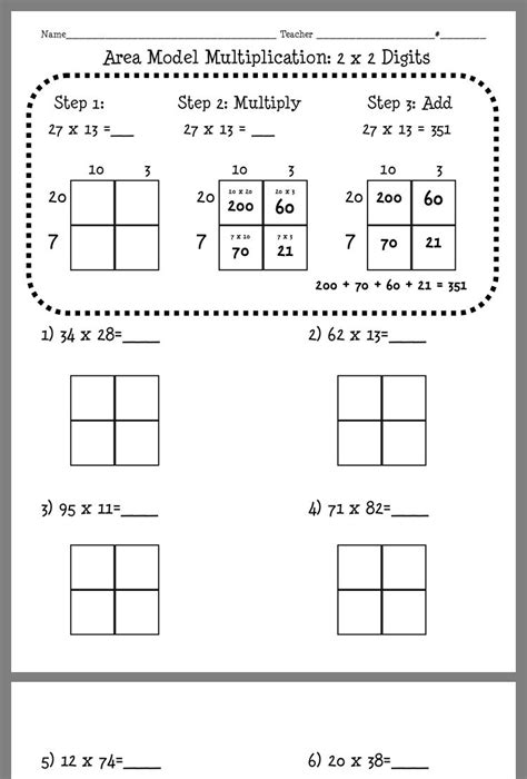 Area Model Multiplication Worksheets Math Worksheets 4 Kids Box Method Worksheet - Box Method Worksheet