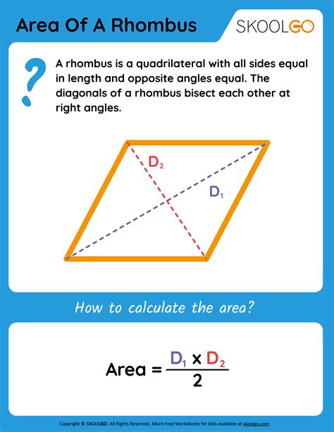 Area Of A Rhombus Free Worksheet For Kids Area Of A Rhombus Worksheet - Area Of A Rhombus Worksheet