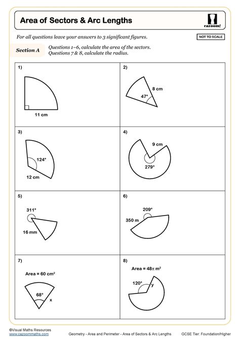 Area Of A Sector Worksheets Arcs And Sectors Worksheet - Arcs And Sectors Worksheet