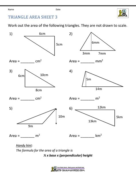 Area Of A Triangle Worksheet Area Of A Triangle Answer Key - Area Of A Triangle Answer Key