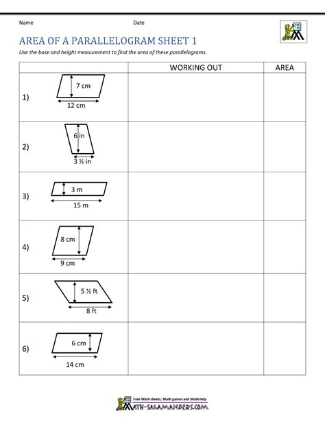 Area Of Parallelograms Worksheetmath Area Of Parallelogram Worksheet Answers - Area Of Parallelogram Worksheet Answers