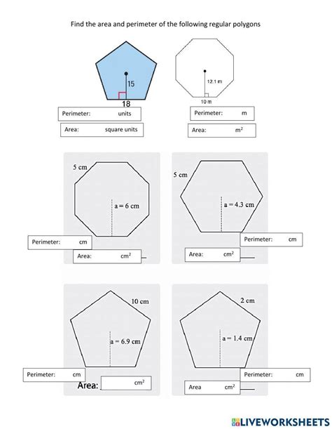 Area Of Regular Polygons Worksheet