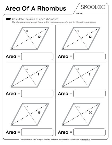 Area Of Rhombus Worksheets Kiddy Math Area Of A Rhombus Worksheet - Area Of A Rhombus Worksheet