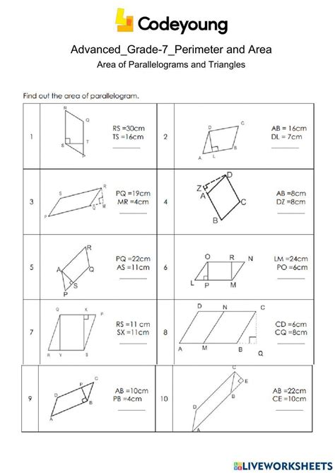 Area Of Triangles Parallelograms And Trapezoids Worksheet