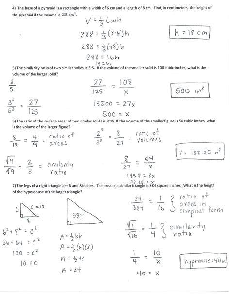 area test geometry answer key