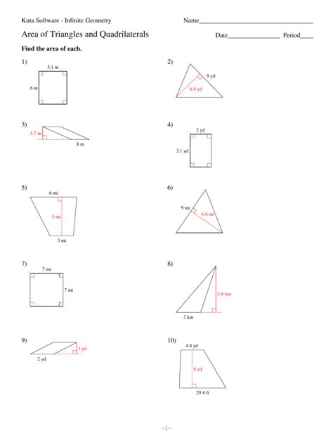 Read Area Of Triangles And Quadrilaterals Kuta Answer 