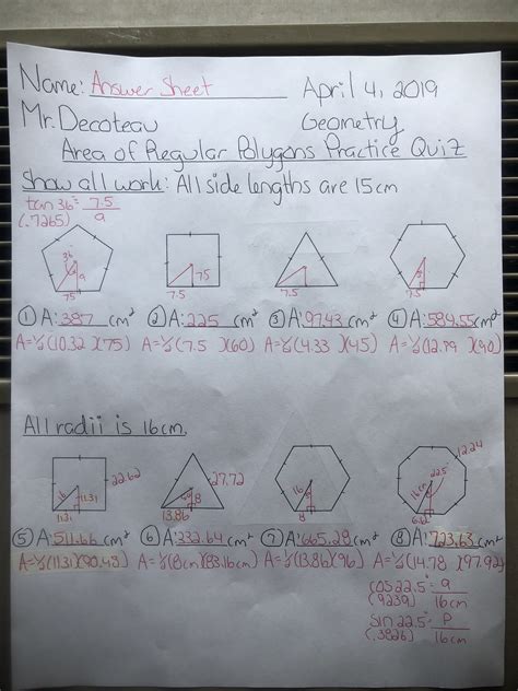 Areas Of Regular Polygons Practice Problems Geometry