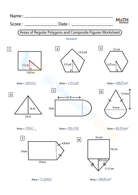 Areas Of Regular Polygons Worksheet